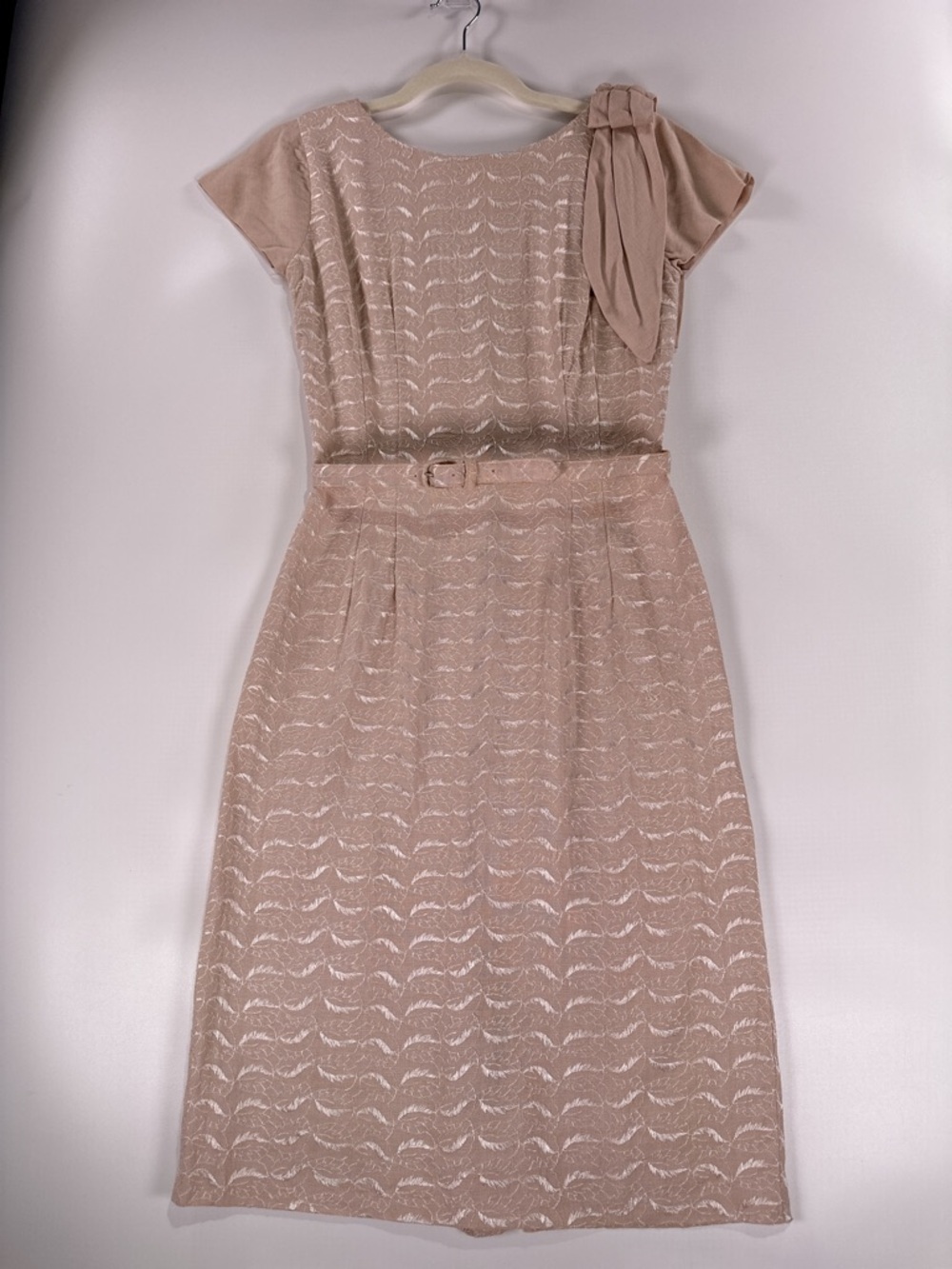 Terry Tall Inc New York Vintage 1950s Pink Embroidered Bow Dress Size Small - Picture 2 of 14